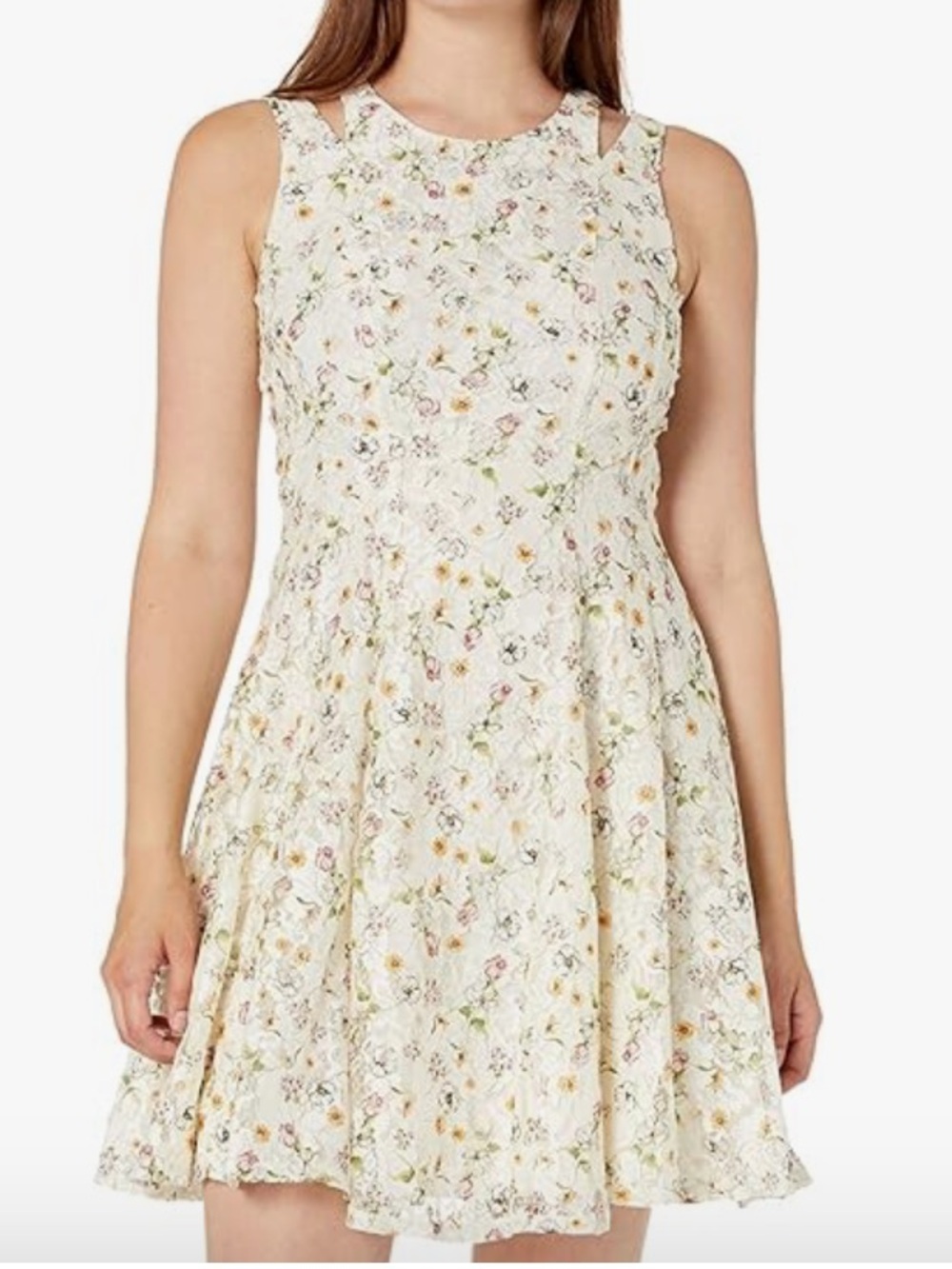 Gabby Skye Cream Dress with Pink Trim